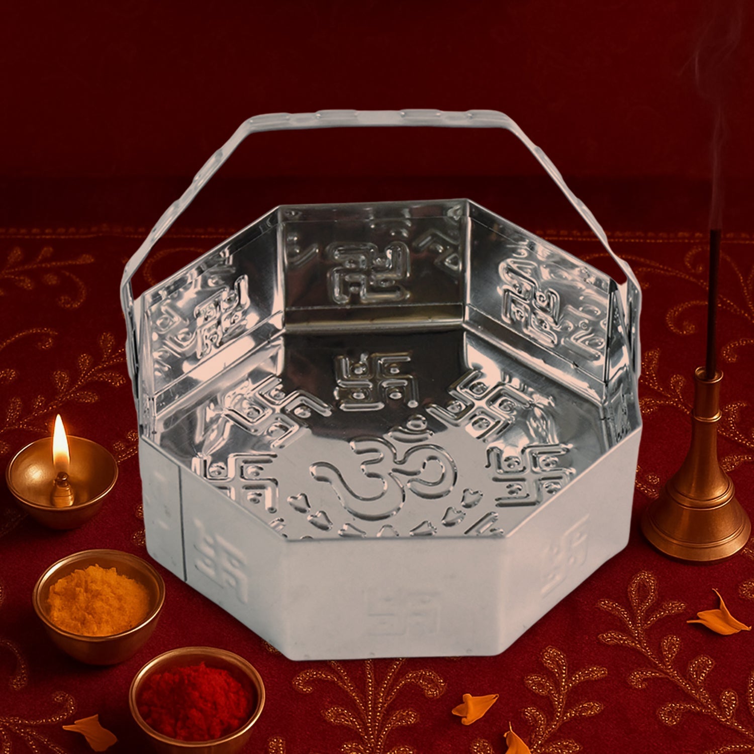 Octa Shine Stainless Steel Puja Basket Octa Shine Stainless Steel Puja Basket